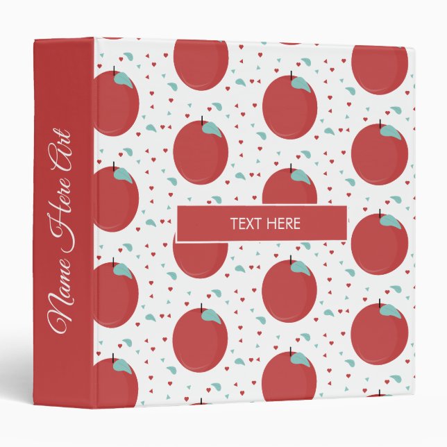 Cute Apple Teacher Pattern 3 Ring Binder (Front/Spine)