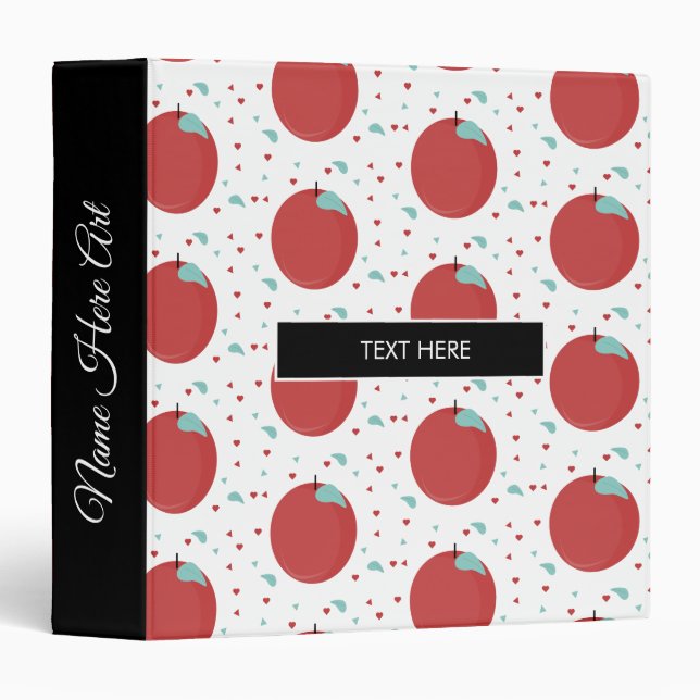 Cute Apple Teacher Pattern 3 Ring Binder (Front/Spine)