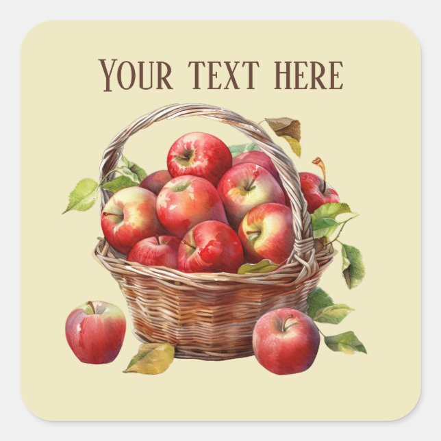 Cute apple vendors add text  square sticker (Front)