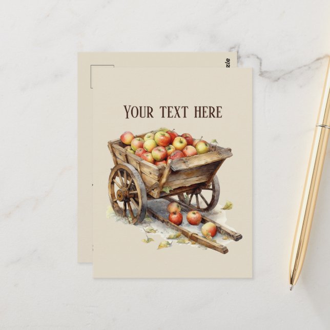 Cute apple vendors fruit lovers orchards add text  postcard (Front/Back In Situ)