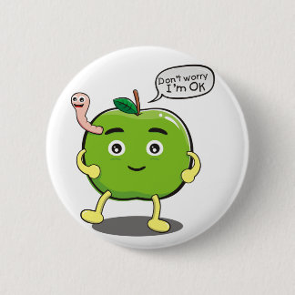 cute Apple With cute worm 2 Inch Round Button