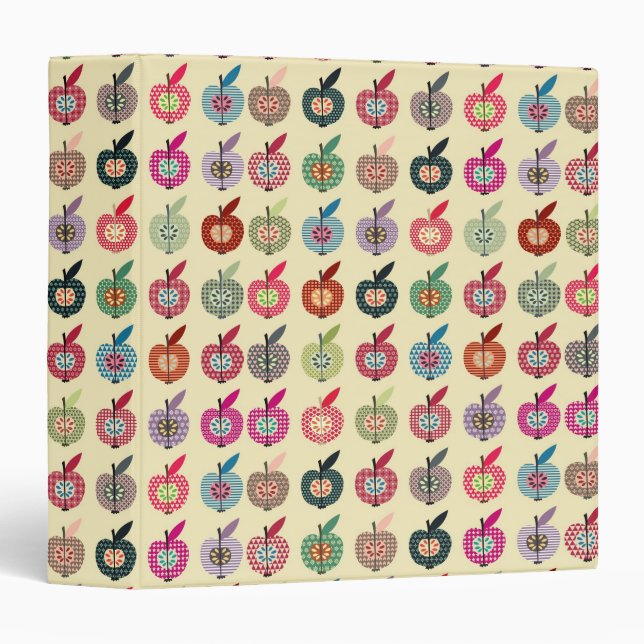 Cute Apples in Retro Style Binder (Front/Spine)