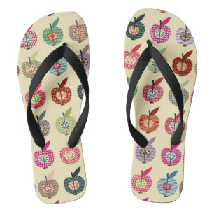 Cute Apples in Retro Style Flip Flops