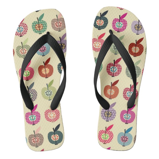 Cute Apples in Retro Style Flip Flops (Footbed)
