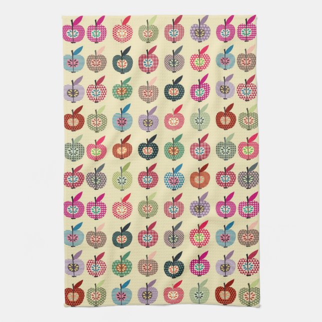 Cute Apples in Retro Style Kitchen Towel (Vertical)