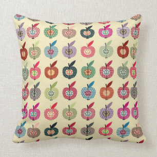 Cute Apples in Retro Style Throw Pillow