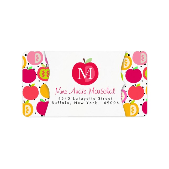 Cute Apples Pattern Teachers Kids Personalized Label (Front)