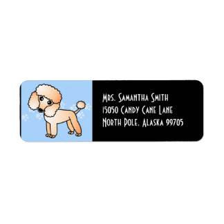 Cute Apricot  Poodle Cartoon Blue