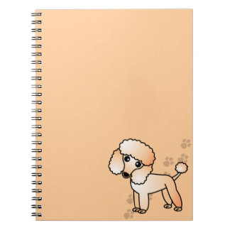 Cute Apricot Poodle Cartoon with Paw Print Notebook