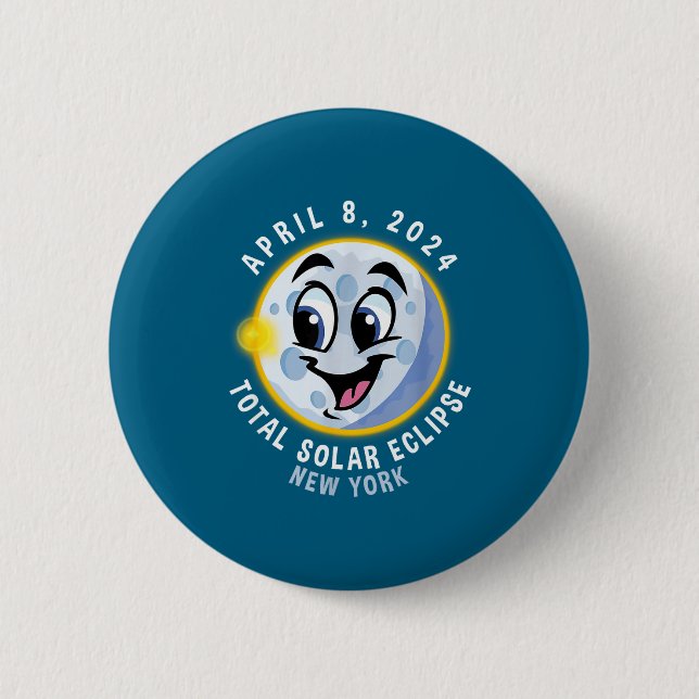 Cute April 8 Solar Eclipse York 2 Inch Round Button (Front)