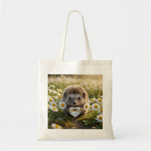 Cute April Hedgehog with Diamond Heart Tote Bag