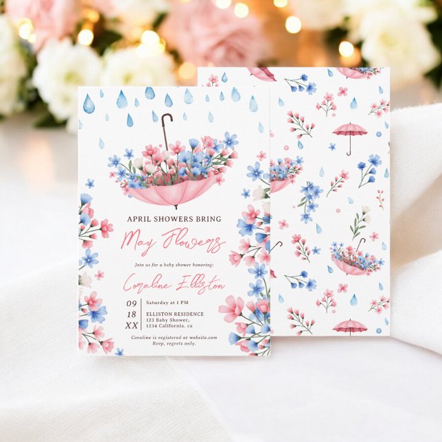 Cute April Showers Bring May Flowers Baby Shower Invitation (Cute April Showers Bring May Flowers Baby Shower Invitation)