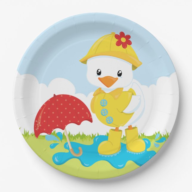 Cute April showers Paper Plate (Front)