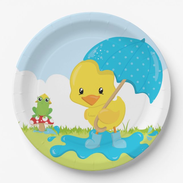 Cute April showers Paper Plate (Front)