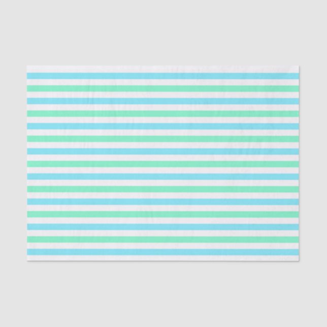 Cute Aqua and Mint Green Stripes Tissue Paper (Front)