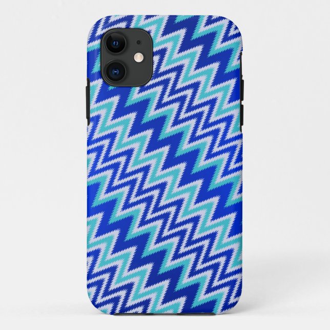 Cute aqua blue zigzag stripes Case-Mate iPhone case (Back)