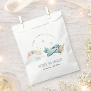 Cute Aqua Green Blue Plane Cloud Heart Birthday Favour Bag