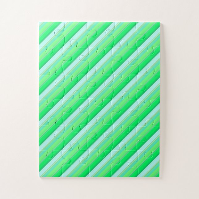 Cute aqua green stripes jigsaw puzzle (Vertical)