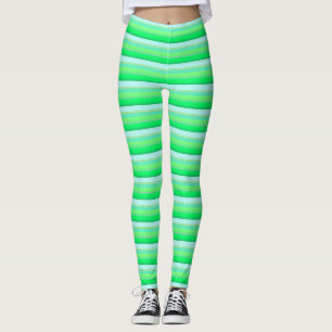 Cute aqua green stripes leggings