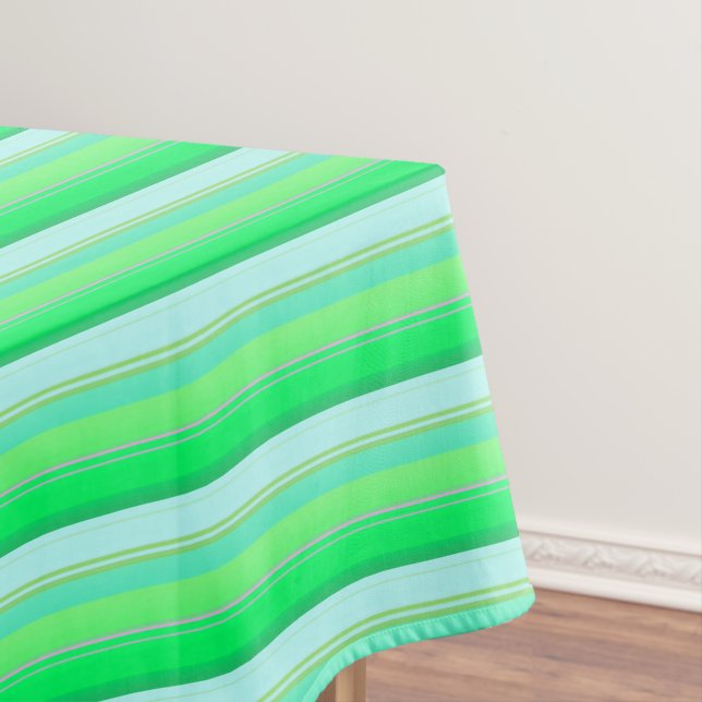 Cute aqua green stripes tablecloth (In Situ)