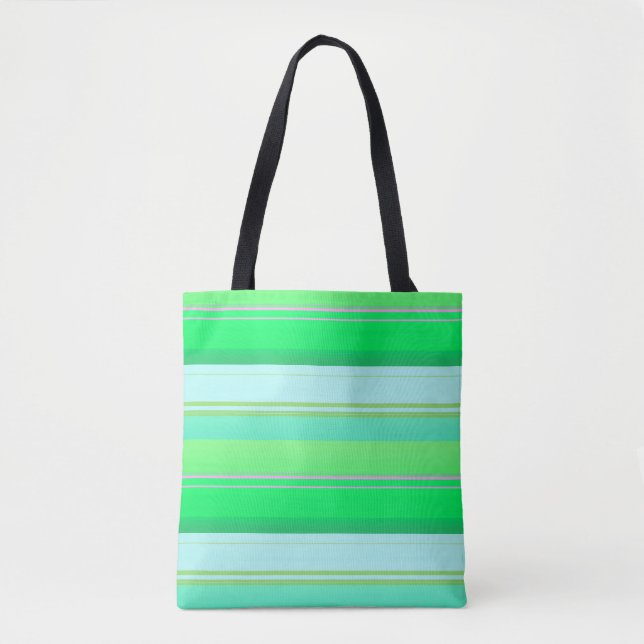 Cute aqua green stripes tote bag (Front)