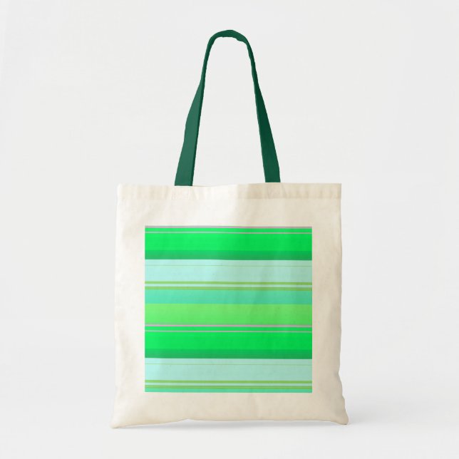 Cute aqua green stripes tote bag (Front)