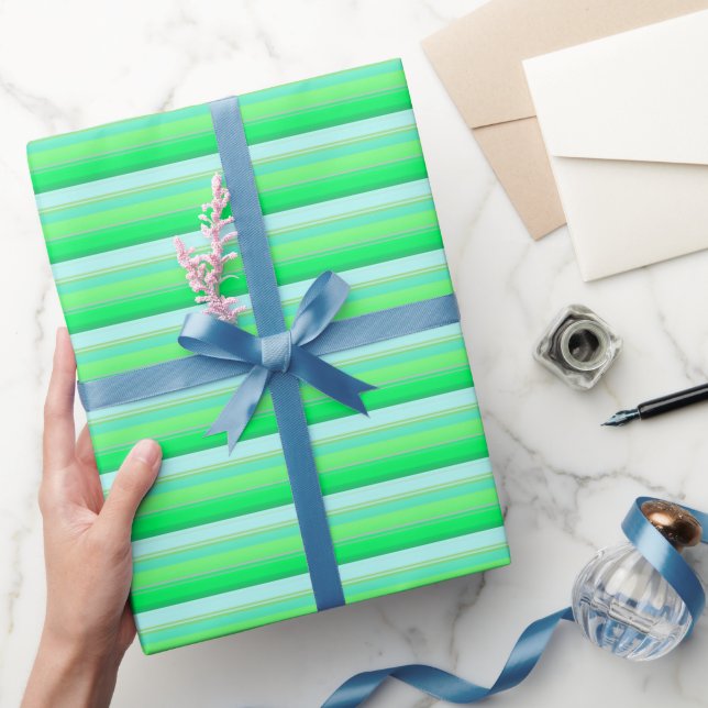 Cute aqua green stripes wrapping paper (Gifting)