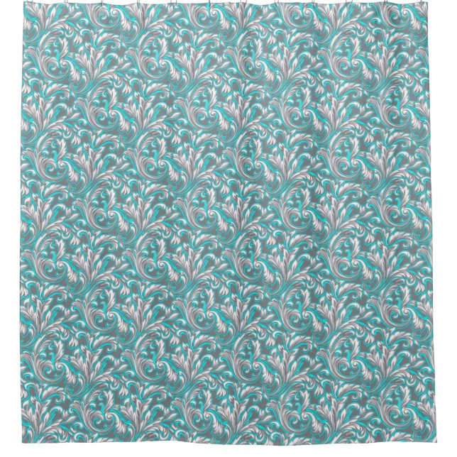 Cute aqua grey seamless floral pattern (Front)