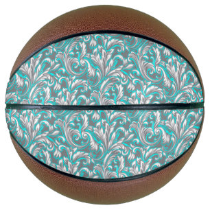 Cute aqua grey seamless floral pattern lamp shade basketball