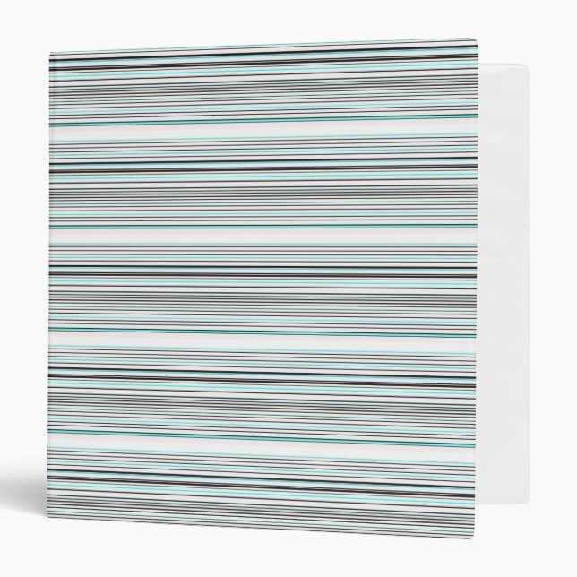 Cute aqua grey stripes binder (Front/Inside)