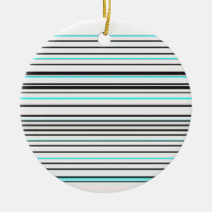 Cute aqua grey stripes ceramic ornament