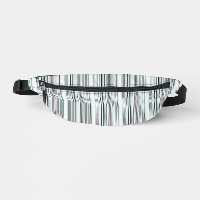 Cute aqua grey stripes fanny pack (Front)
