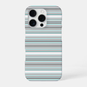 Cute aqua grey stripes iPhone 16 pro case