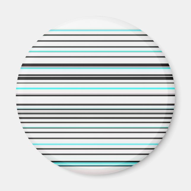 Cute aqua grey stripes magnet (Front)