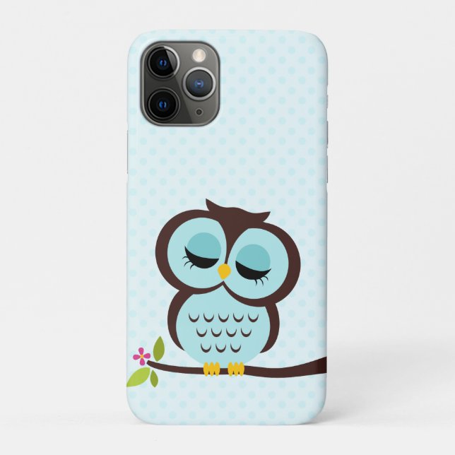 Cute Aqua Owl Case-Mate iPhone Case (Back)