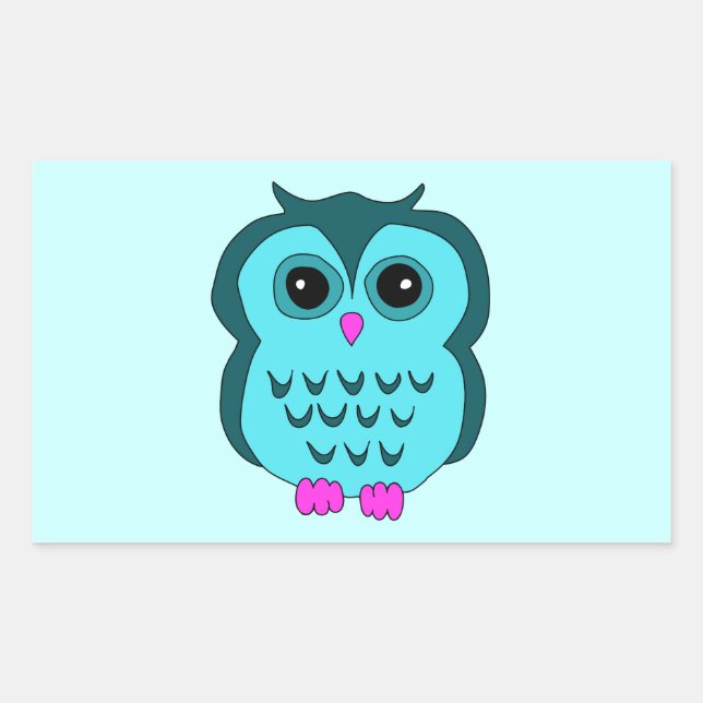 Cute Aqua Owl Pink Feet Sticker (Front)