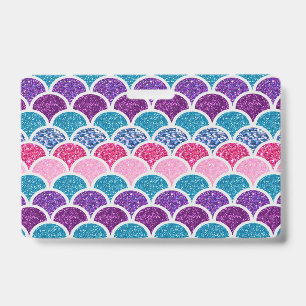 cute aqua turquoise pink purple mermaid scales badge