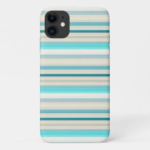 Cute aqua white stripes iPhone 11 case