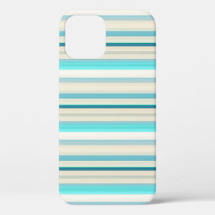 Cute aqua white stripes iPhone 12 pro case