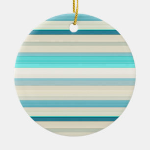 Cute aqua white stripes ceramic ornament