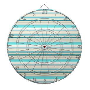 Cute aqua white stripes dartboard