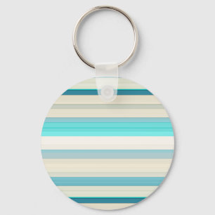 Cute aqua white stripes keychain