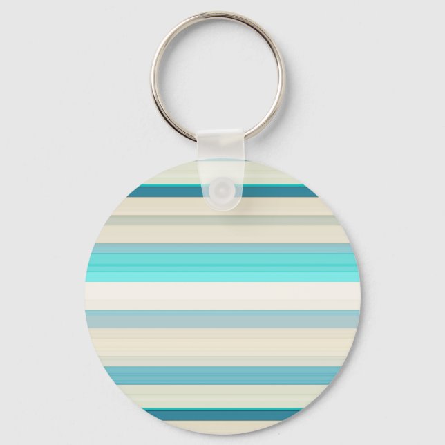Cute aqua white stripes keychain (Front)