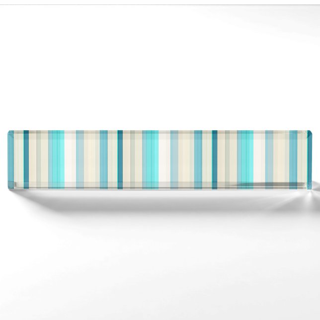 Cute aqua white stripes nameplate (Front)