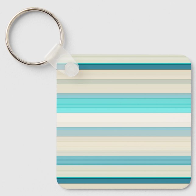 Cute aqua white stripes throw pillow keychain (Front)