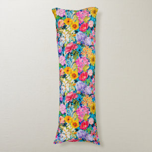 Cute aqua yellow elegant Floral pattern Body Pillow