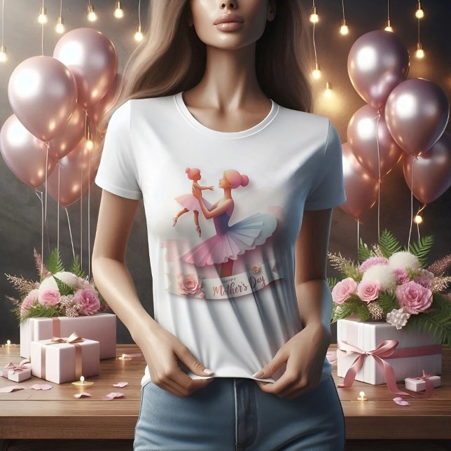 Cute Aquarelle Ballerina Mère silhouette T-shirt (Créateur téléchargé)