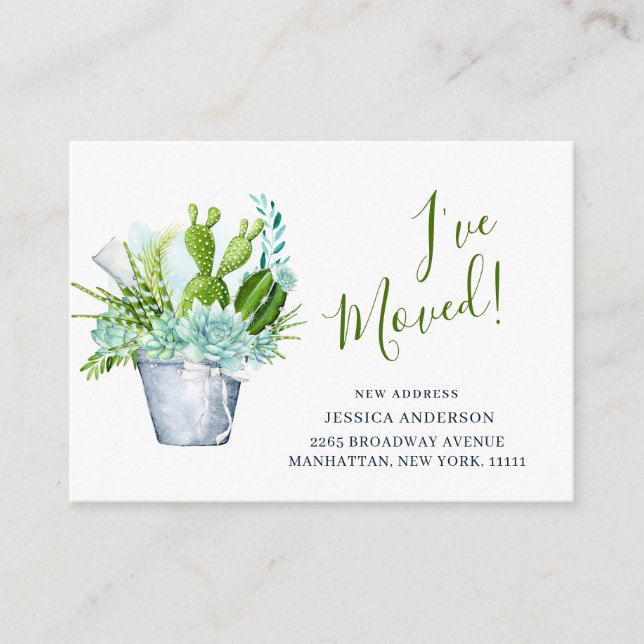 Cute aquarelle Cactus Moving Faire-part (Devant)