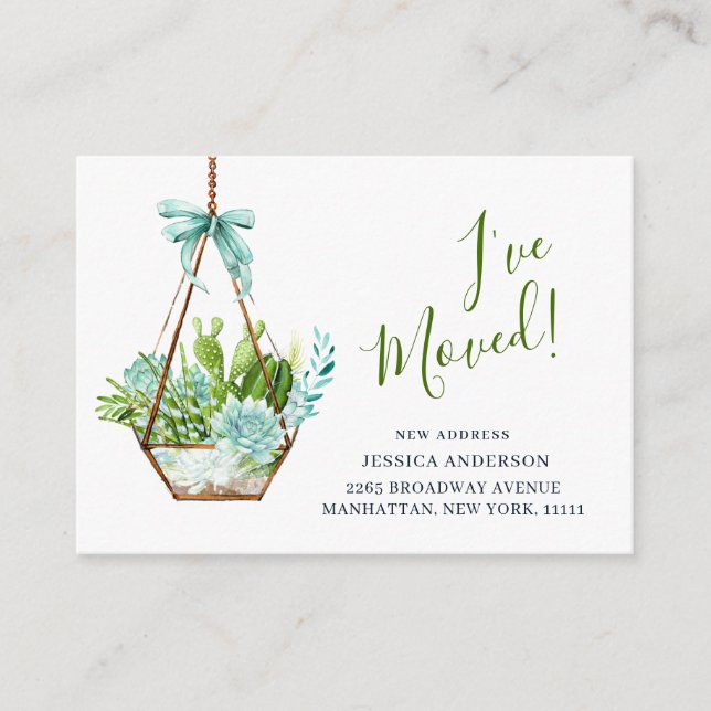 Cute aquarelle Cactus Moving Faire-part (Devant)
