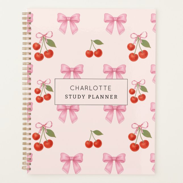 Cute Aquarelle Cerisier Bow Coquette Étude Leçon (Devant)